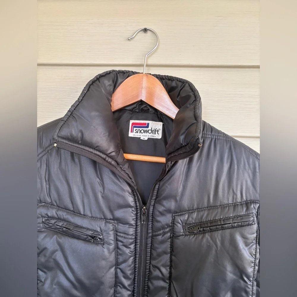 SNOWDRIFT vintage 80s black puffer ski vest warm sz M Men’s retro gorpcore EUC